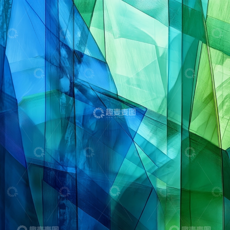 高清大图下载【趣麦麦图】蓝绿交织的抽象几何图案
