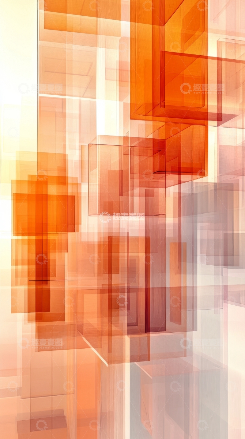 高清大图下载【趣麦麦图】橙色立方体的抽象叠加