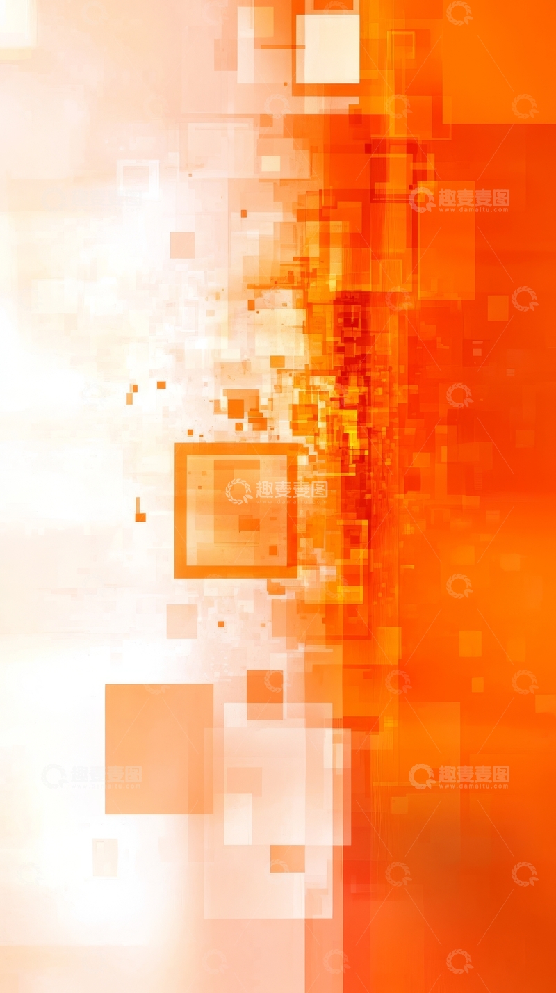高清大图下载【趣麦麦图】橙色渐变背景与几何方块