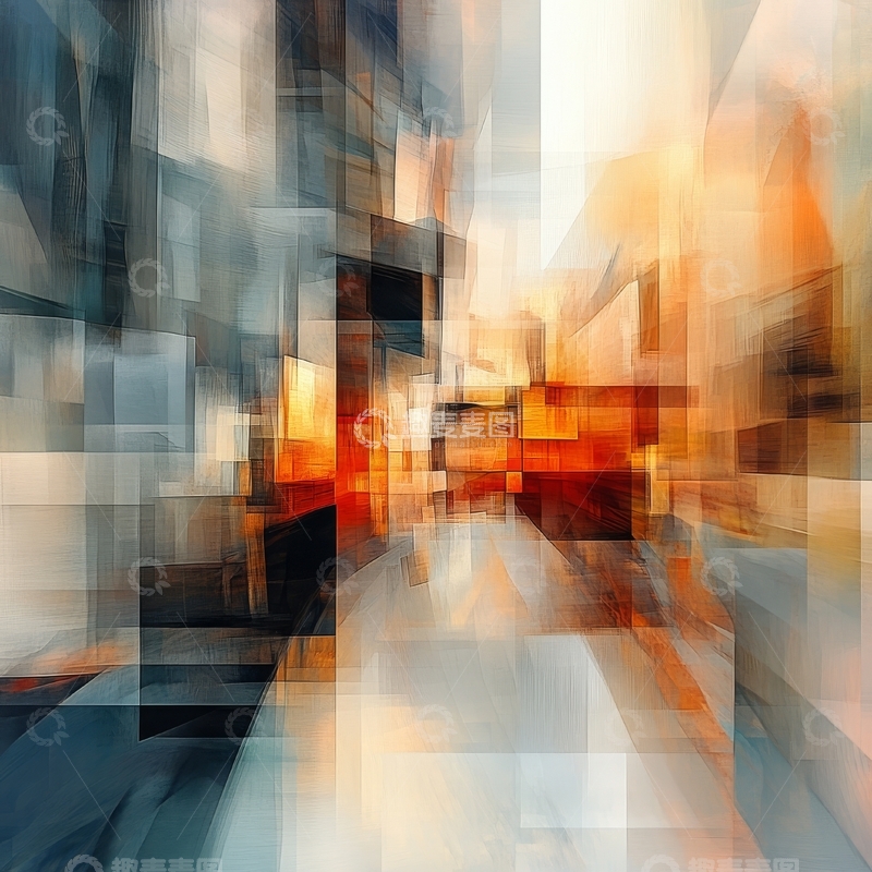 高清大图下载【趣麦麦图】动态光影的抽象几何构图