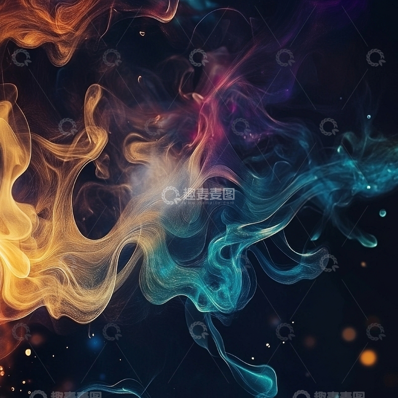高清大图下载【趣麦麦图】多彩烟雾交织的抽象艺术