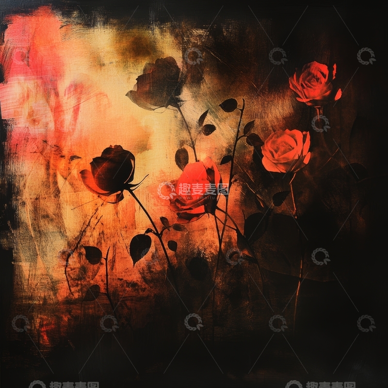 高清大图下载【趣麦麦图】暗色调中的玫瑰花
