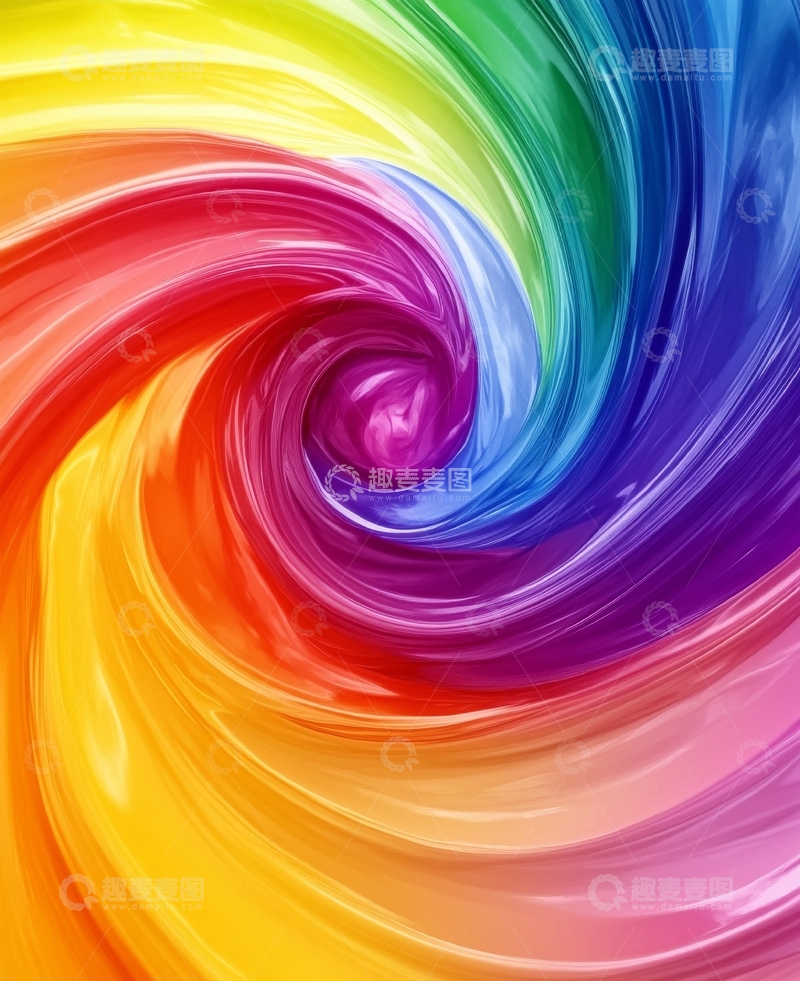 高清大图下载【趣麦麦图】彩虹色漩涡艺术图案