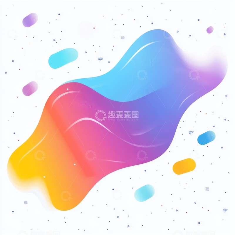 高清大图下载【趣麦麦图】渐变色流动形态艺术插画