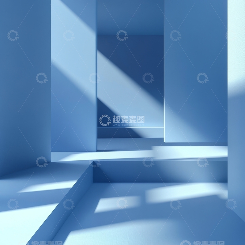 高清大图下载【趣麦麦图】蓝色空间的光影交错