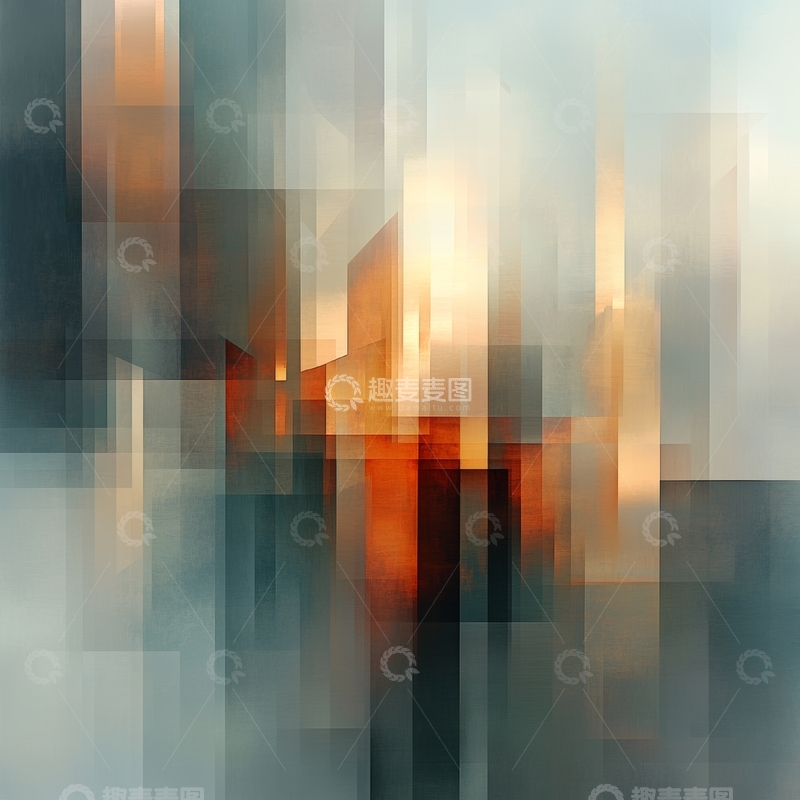 高清大图下载【趣麦麦图】模糊城市剪影与光影交错