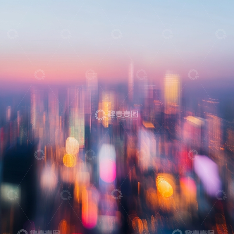 高清大图下载【趣麦麦图】夜幕下的城市光影模糊景象