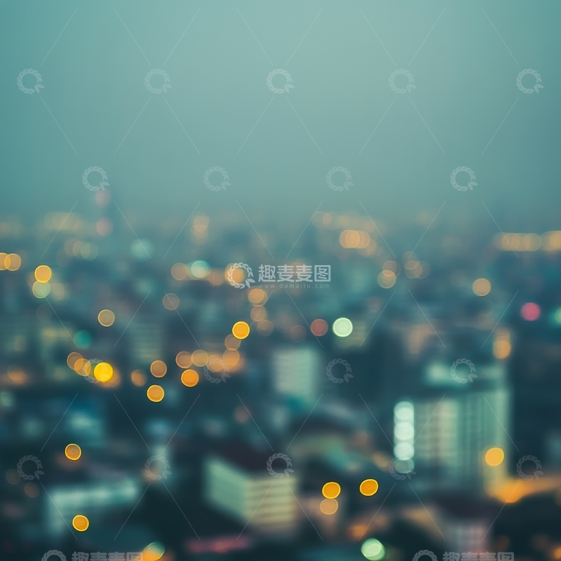 高清大图下载【趣麦麦图】夜幕下的城市灯光模糊景象