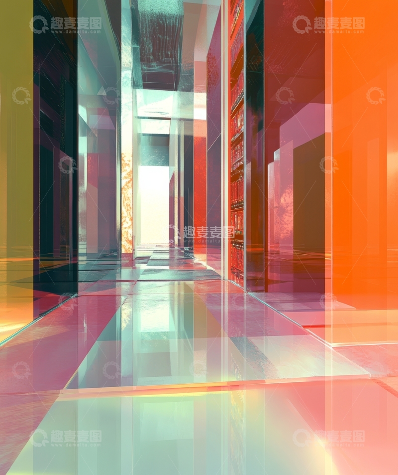 高清大图下载【趣麦麦图】色彩斑斓的现代走廊