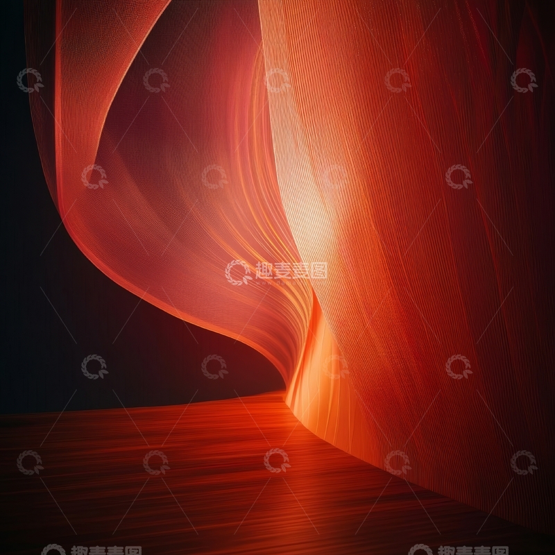高清大图下载【趣麦麦图】红色波浪结构的抽象光影艺术