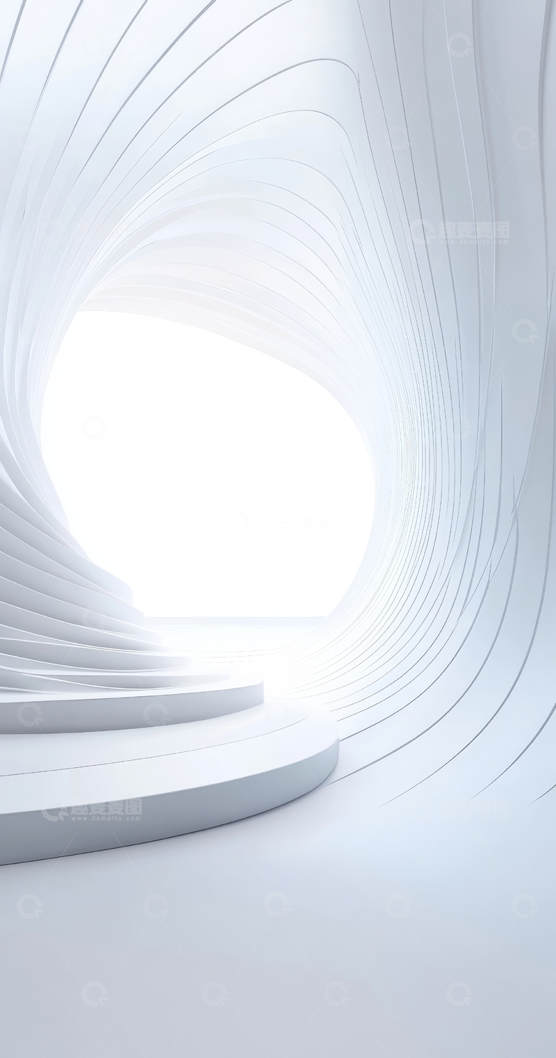 高清大图下载【趣麦麦图】白色螺旋结构的现代艺术空间