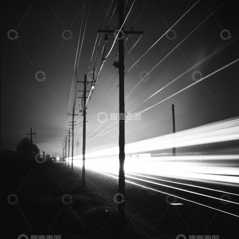 高清大图下载【趣麦麦图】夜行列车的光影轨迹