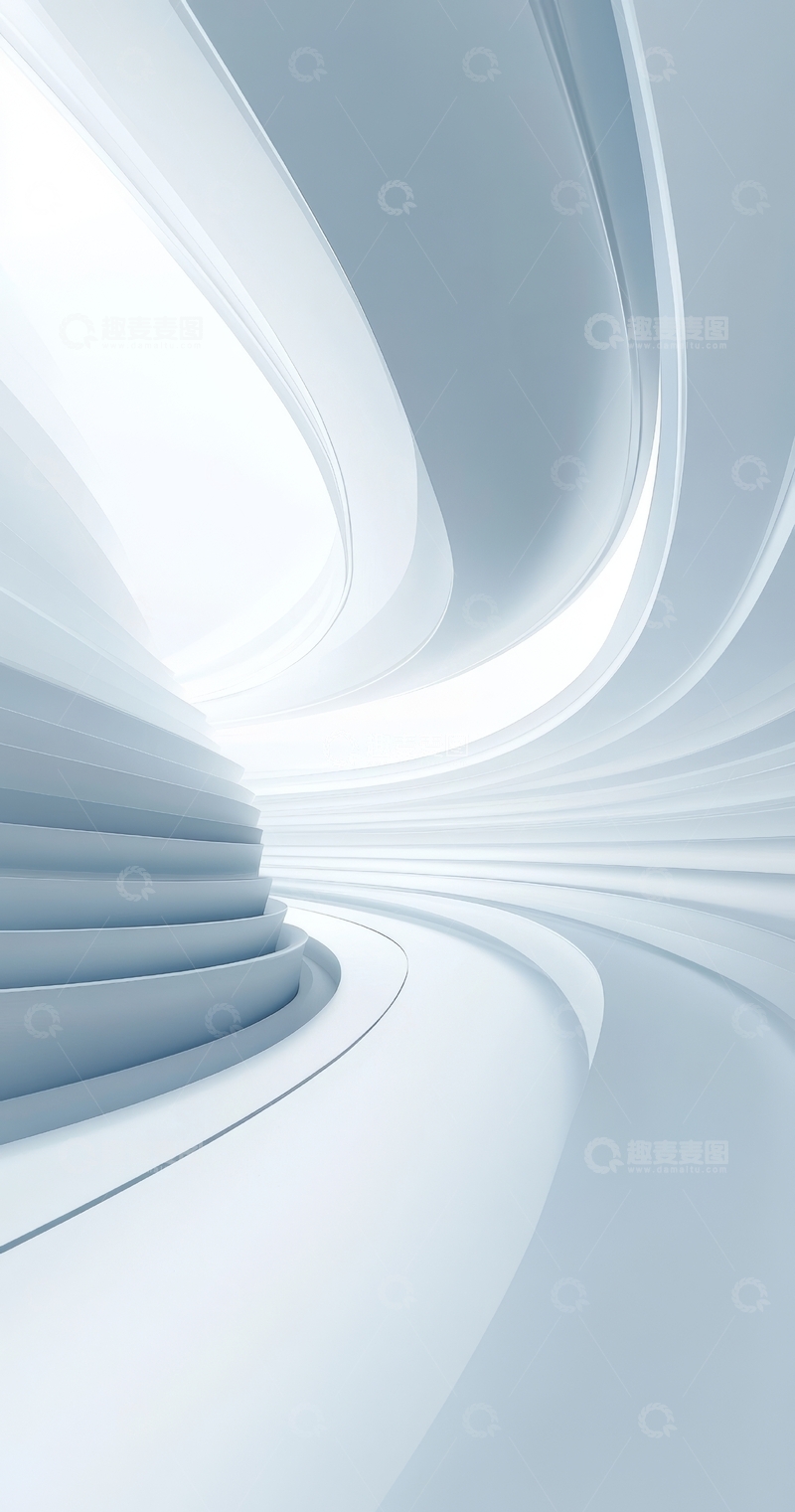 高清大图下载【趣麦麦图】流线型白色空间的抽象设计