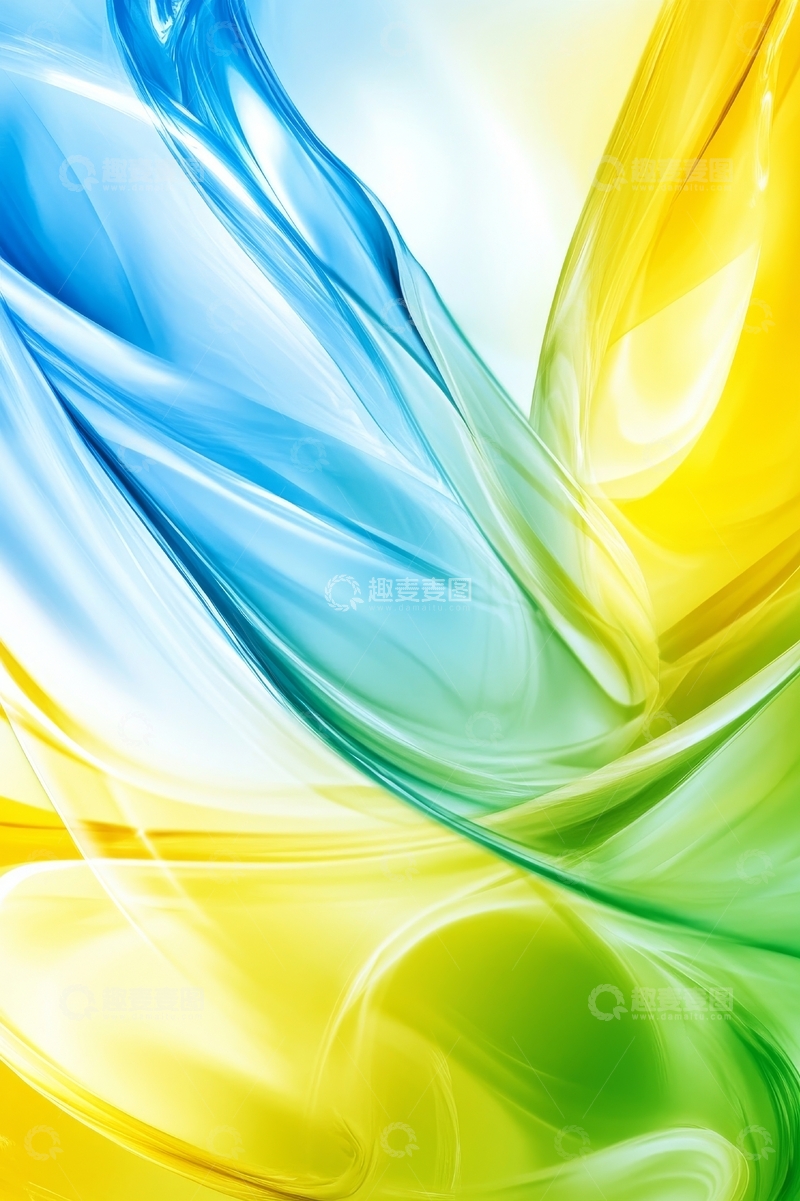 高清大图下载【趣麦麦图】蓝黄交织的抽象流体艺术