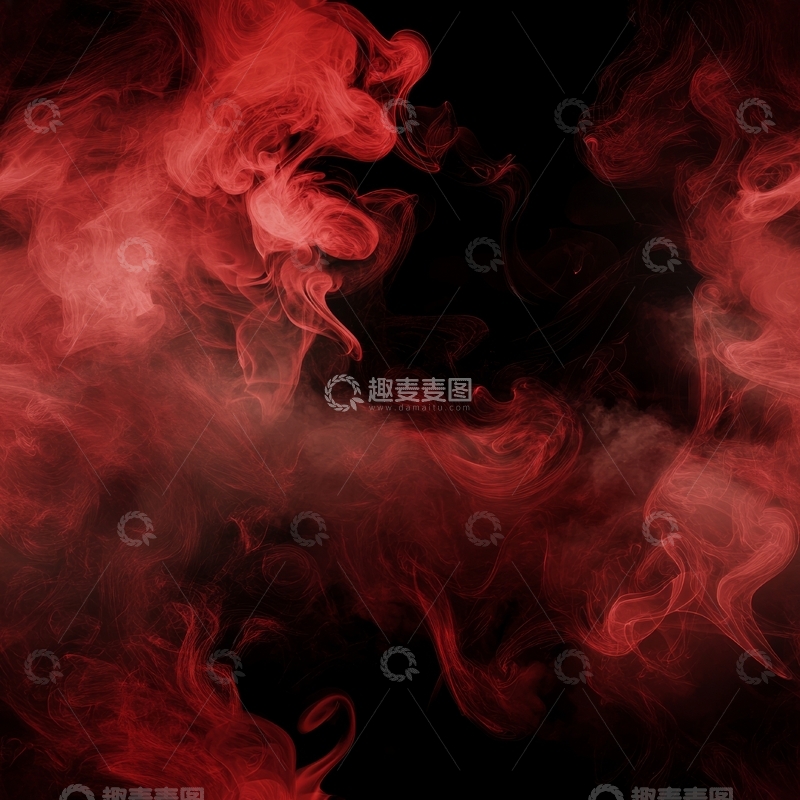 高清大图下载【趣麦麦图】红色烟雾在黑暗背景中飘散