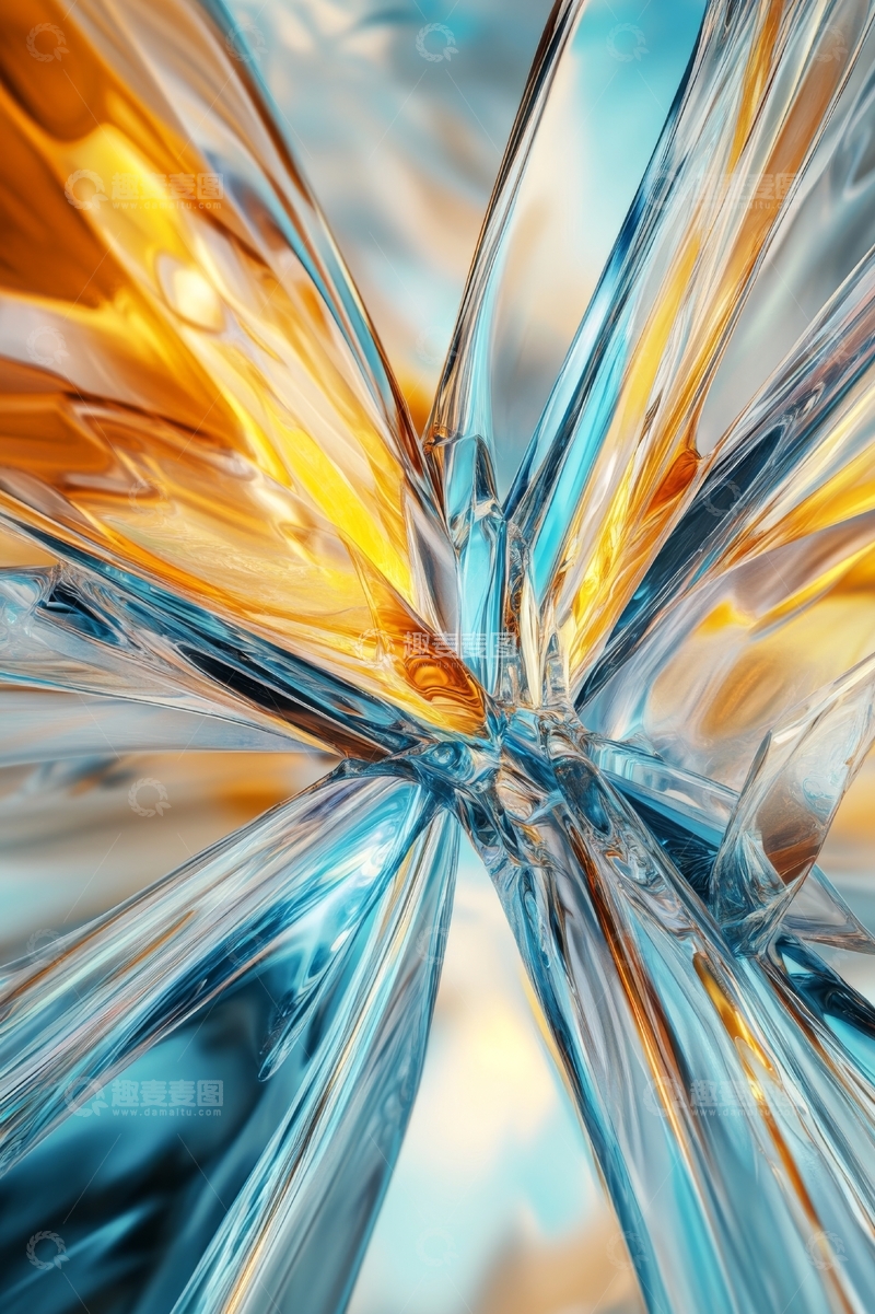 高清大图下载【趣麦麦图】玻璃艺术雕塑的光影交错