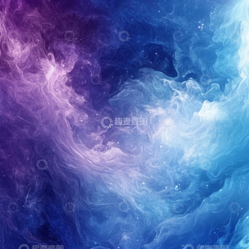 高清大图下载【趣麦麦图】梦幻星云：紫蓝交织的宇宙景象