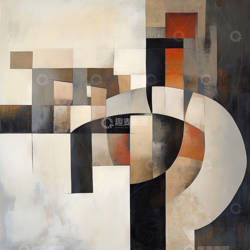 高清大图下载【趣麦麦图】抽象几何色块组合艺术画