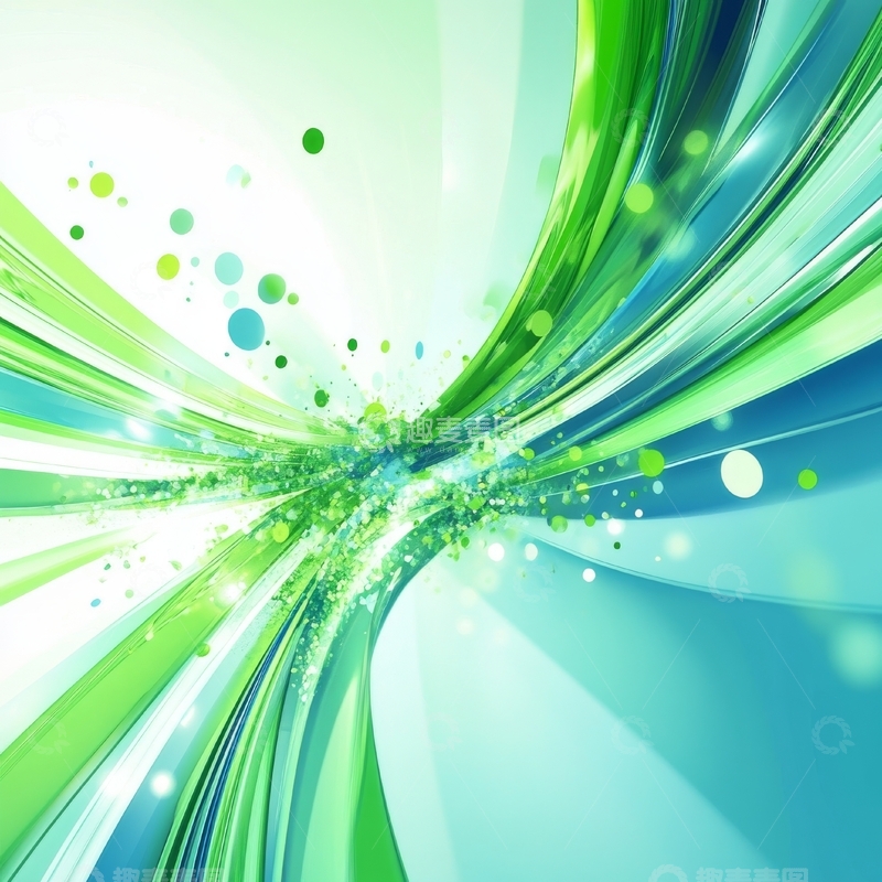 高清大图下载【趣麦麦图】绿色与蓝色交织的抽象光影