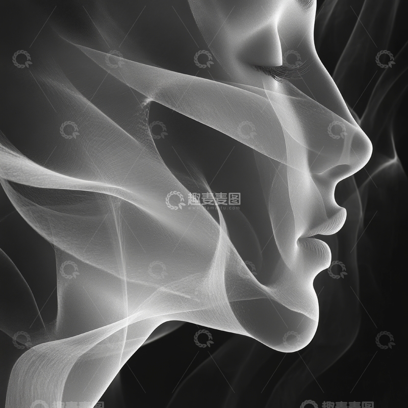 高清大图下载【趣麦麦图】烟雾构成的侧脸轮廓