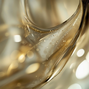 金色液体流动的特写镜头