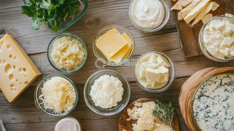 高清大图下载【趣麦麦图】各式奶酪与乳制品的展示