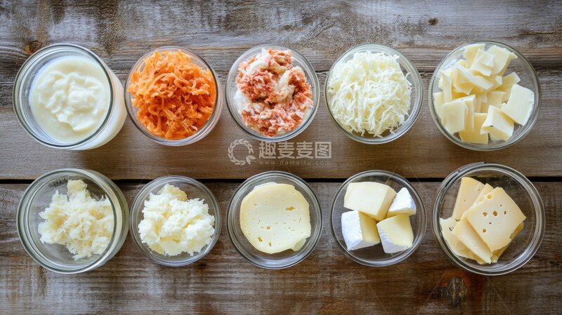 高清大图下载【趣麦麦图】多种奶酪与乳制品展示