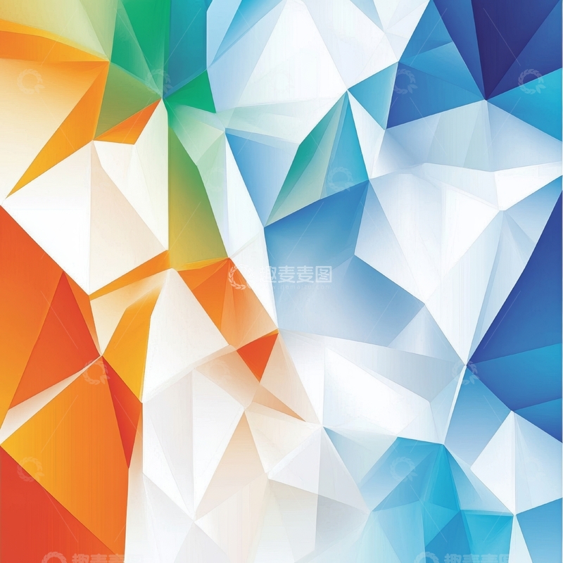 高清大图下载【趣麦麦图】多彩几何三角形抽象背景