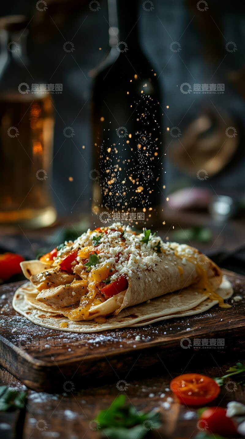 高清大图下载【趣麦麦图】-美味卷饼配番茄与香草