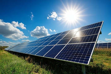 阳光下的太阳能板