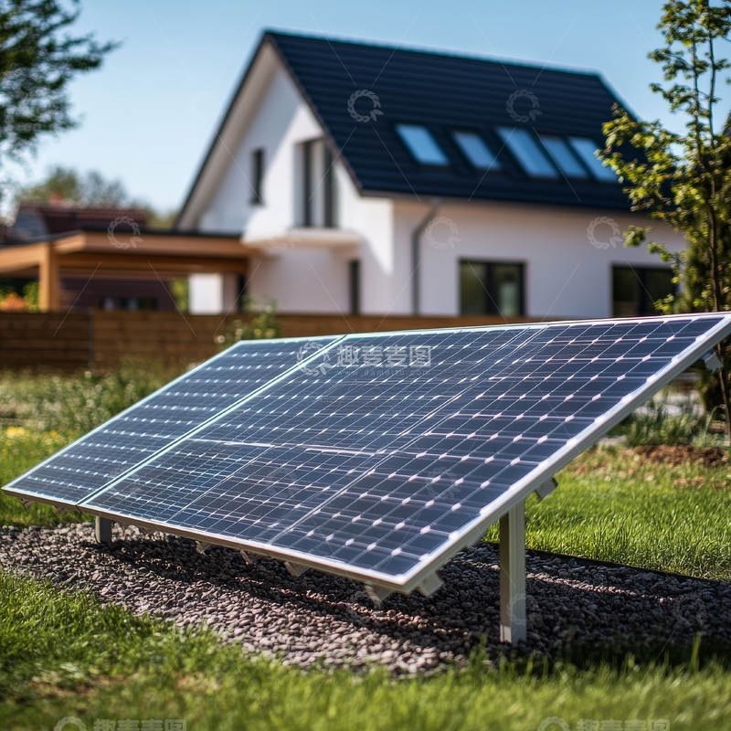 高清大图下载【趣麦麦图】住宅前的太阳能板