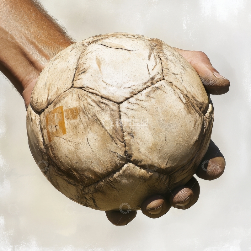 高清大图下载【趣麦麦图】双手紧握旧足球