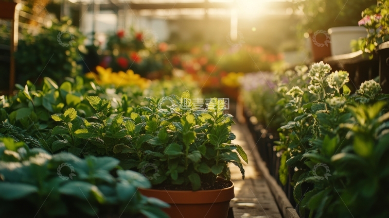 高清大图下载【趣麦麦图】温室花园中的盆栽植物
