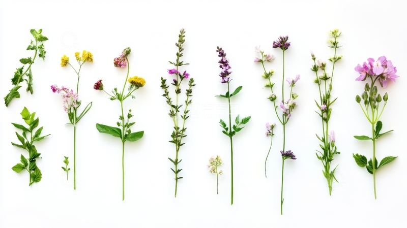 高清大图下载【趣麦麦图】多种草本植物与花卉的排列展示