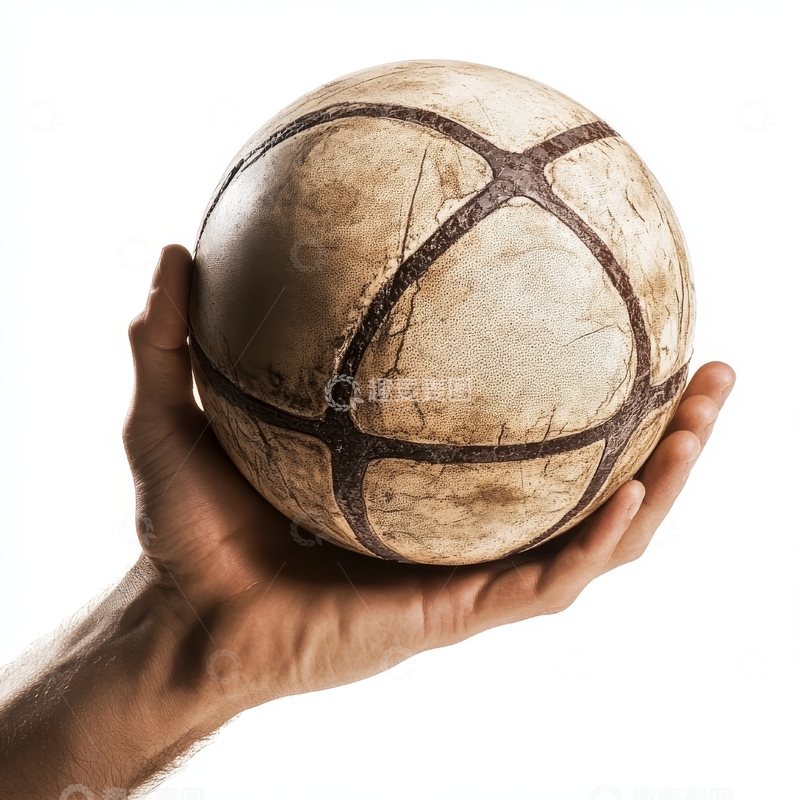 高清大图下载【趣麦麦图】双手捧着旧足球