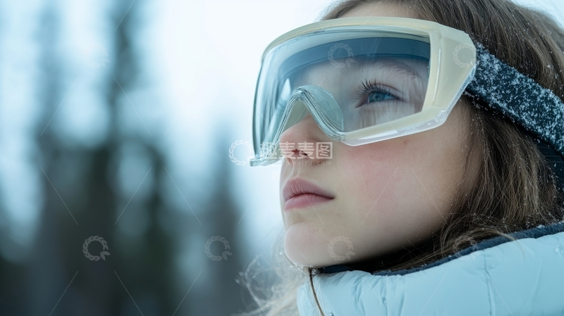 高清大图下载【趣麦麦图】戴护目镜的女孩户外凝视