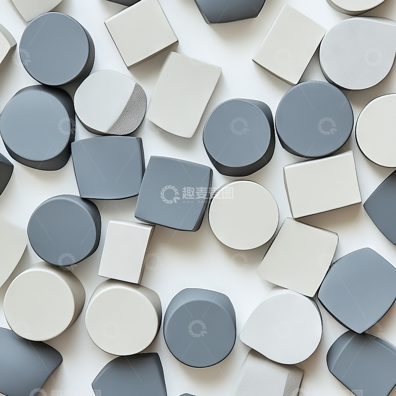高清大图下载【趣麦麦图】灰色几何体的随机排列