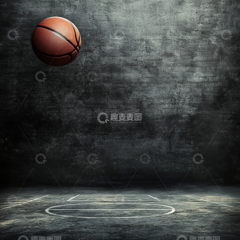 高清大图下载【趣麦麦图】篮球在空旷场地中飞行