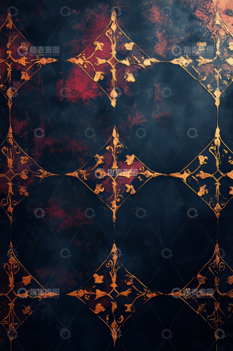 高清大图下载【趣麦麦图】深色背景上的金色几何图案