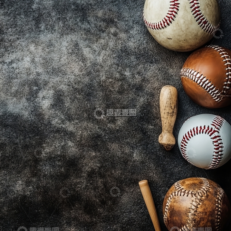 高清大图下载【趣麦麦图】棒球与球棒的静物组合
