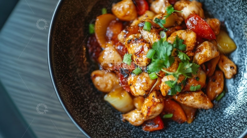 高清大图下载【趣麦麦图】香辣鸡肉炒土豆配青椒