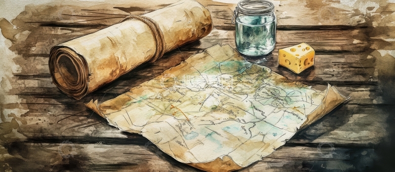 高清大图下载【趣麦麦图】古老地图与探险工具