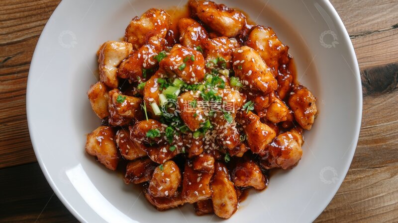 高清大图下载【趣麦麦图】甜酸鸡块，撒上香菜和芝麻