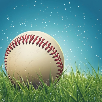 草地上的棒球与星光背景