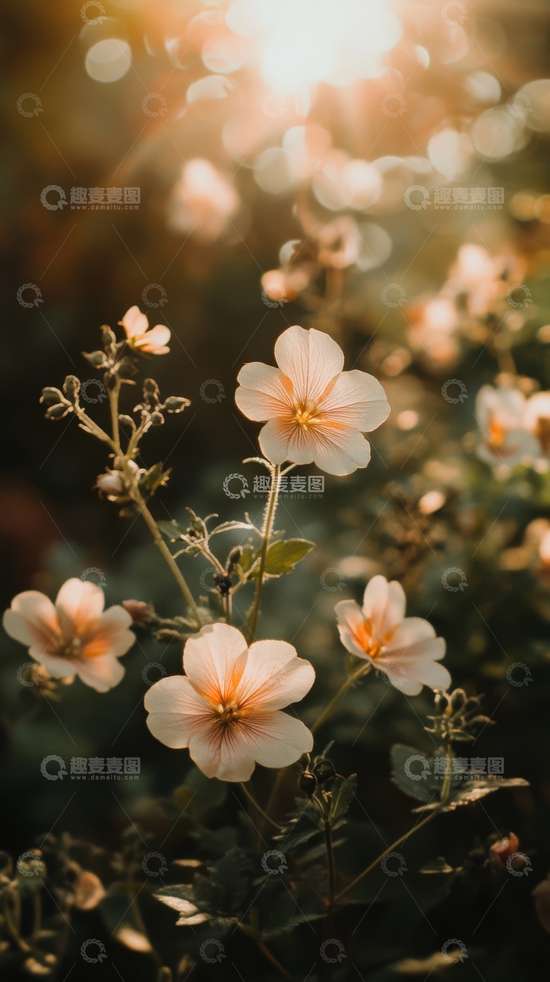 高清大图下载【趣麦麦图】柔和阳光下的白色花朵