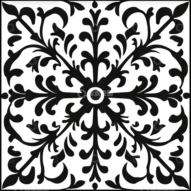 高清大图下载【趣麦麦图】黑白对称花卉图案设计