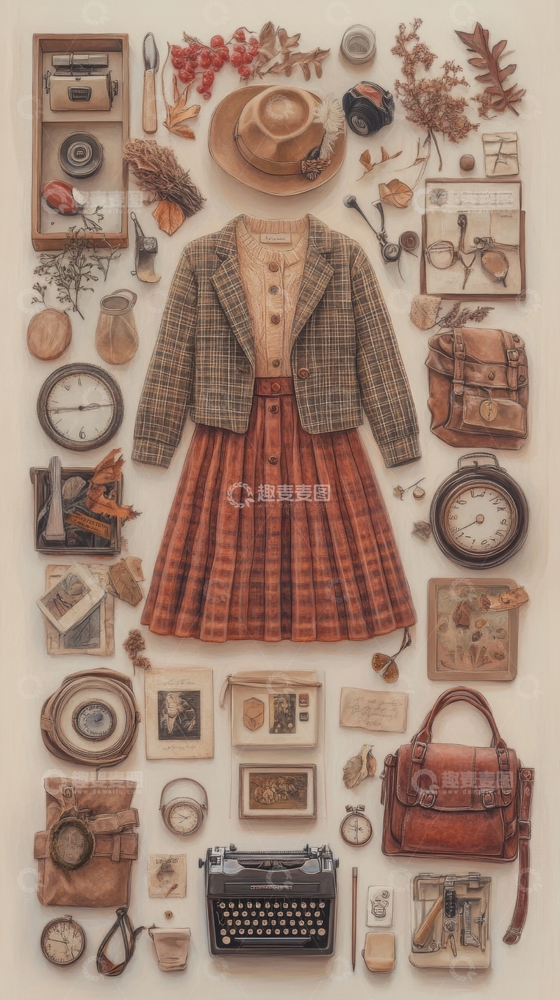 高清大图下载【趣麦麦图】复古服饰与怀旧物品的拼贴艺术