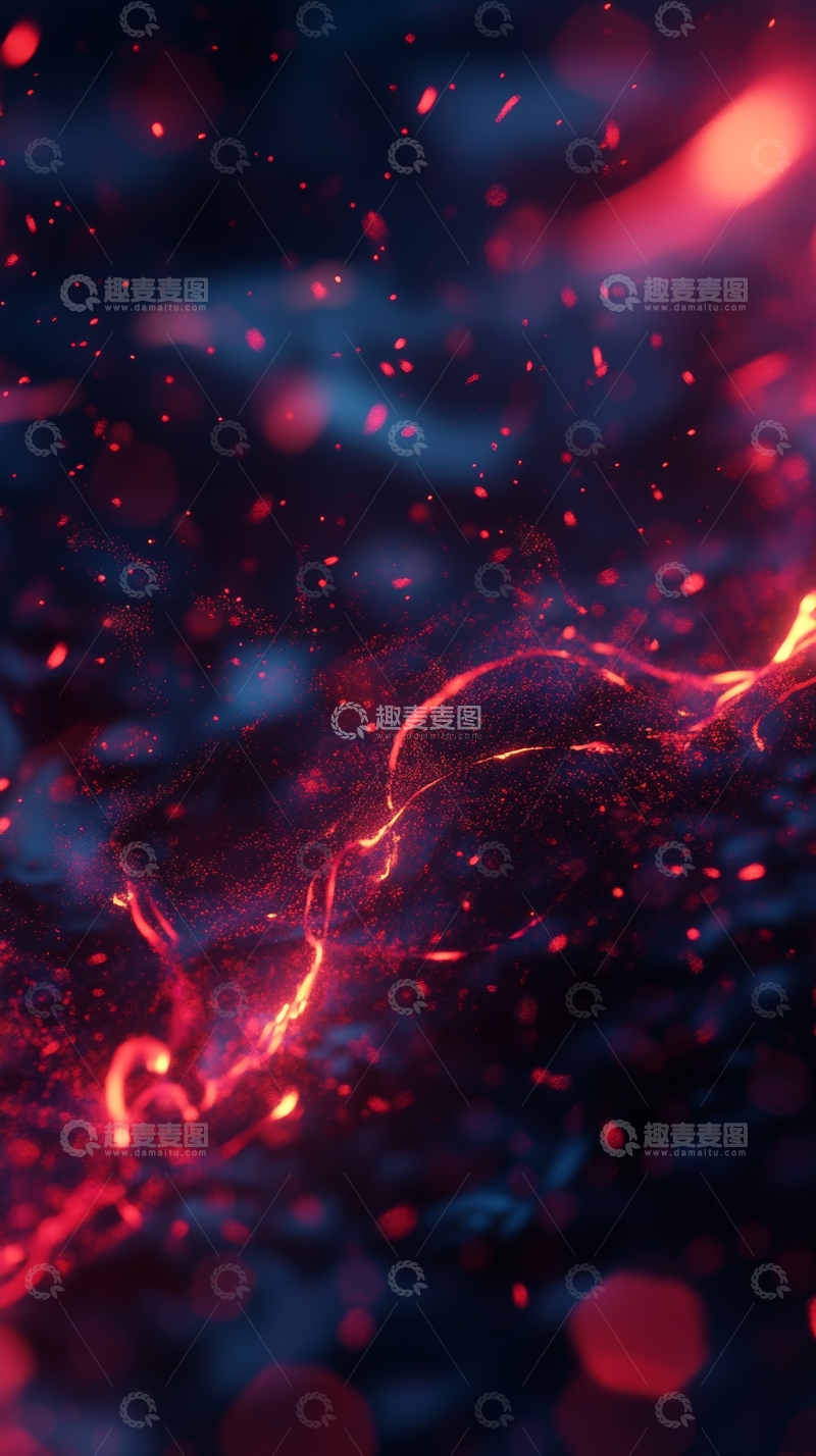 高清大图下载【趣麦麦图】红色光斑与蓝色背景的抽象艺术