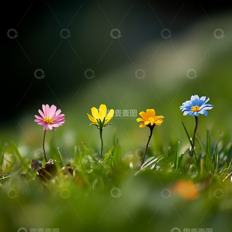 高清大图下载【趣麦麦图】草地上的多彩小花