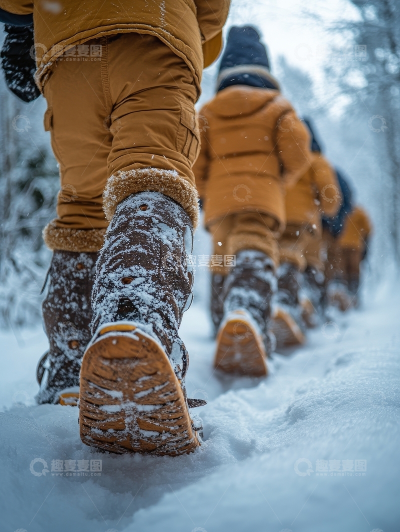 高清大图下载【趣麦麦图】雪地行走的队伍
